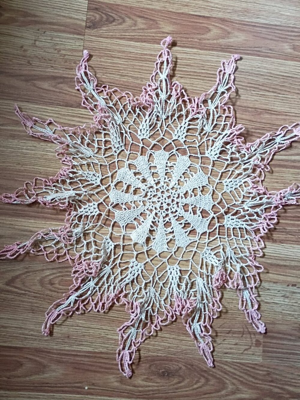 Doily White Pink With Silver Run ing Through It